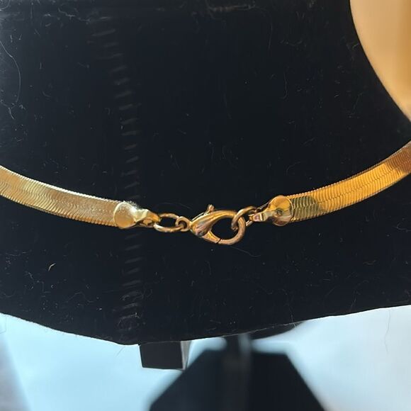 Vintage Art Deco Gold Tone Necklace with Shaped Slider Pendant 18” - Picture 4 of 6